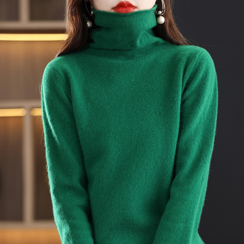 Damen-Wollpullover mit Stehkragen aus reiner Wolle