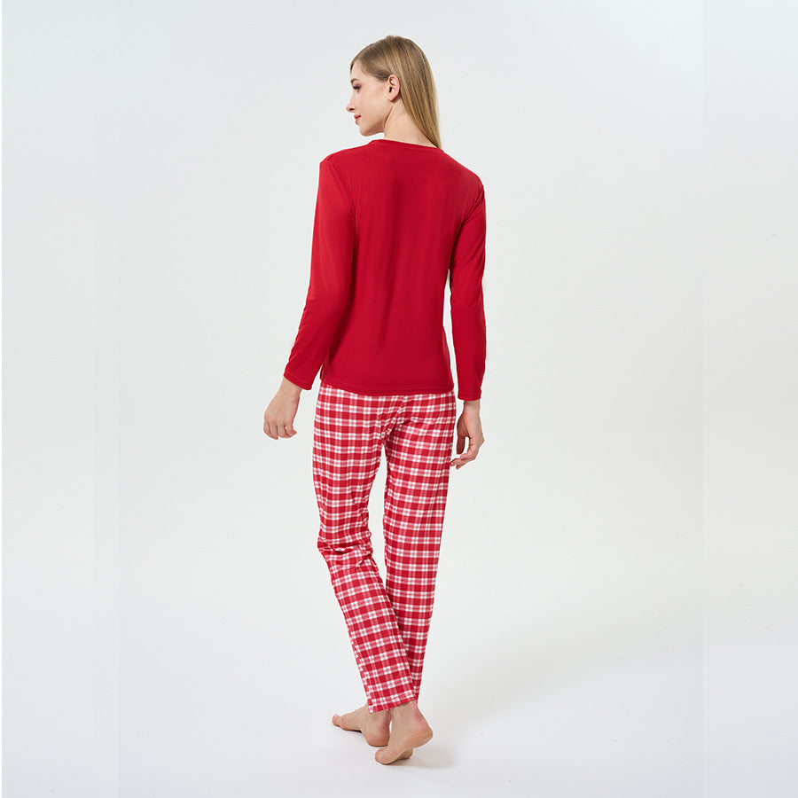 Damen-Pyjama-Set, Rundhalsausschnitt, weihnachtliches Design