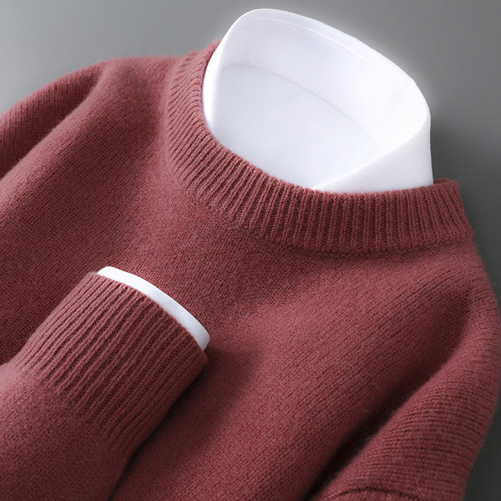 Herren-Wollpullover, Halbkragen, gestrickt, locker