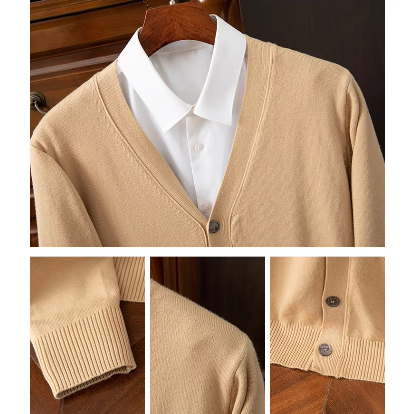 Drune | Herren Strickjacke Mit Knöpfen, Leichtes Material, V-ausschnitt, Klassischer Stil