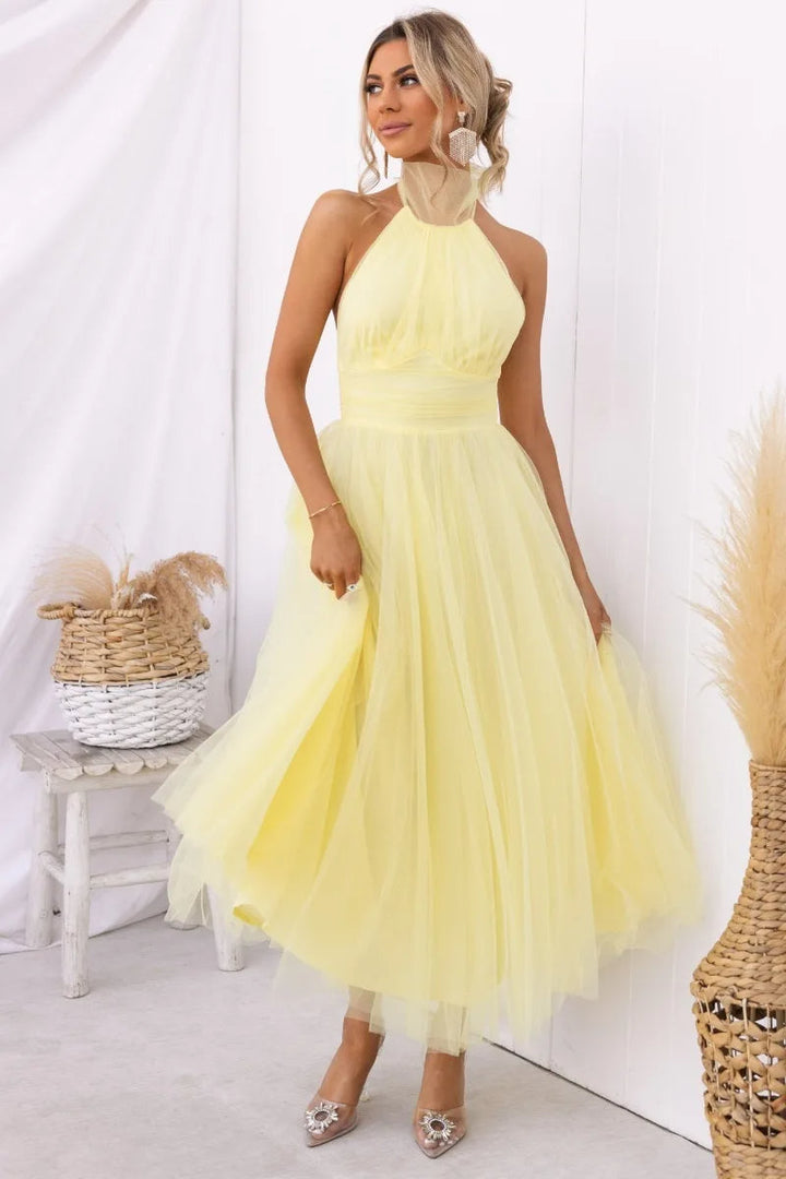 Drune | Halter Tüll Midi Kleid