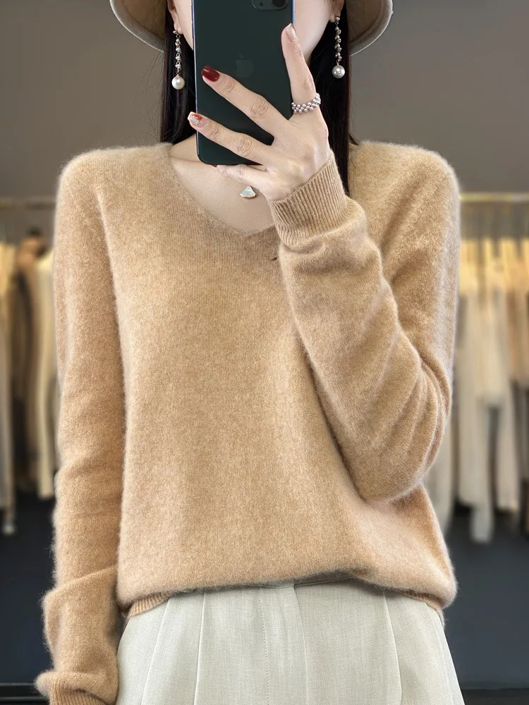 Drune | Cashmere Pullover Damen Eleganter V-ausschnitt, Weich & Komfortabel