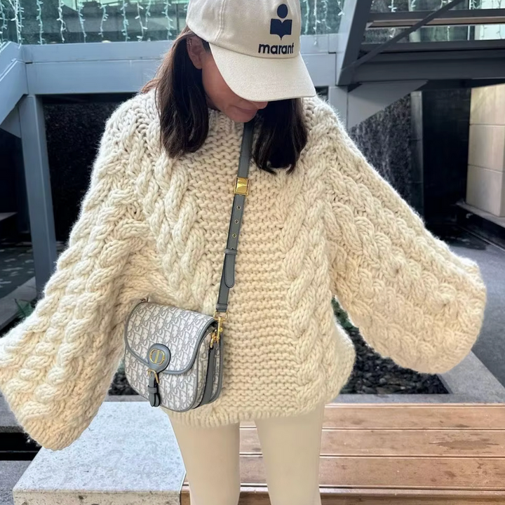 Drune - Damen grob gestrickter Oversize-Pullover