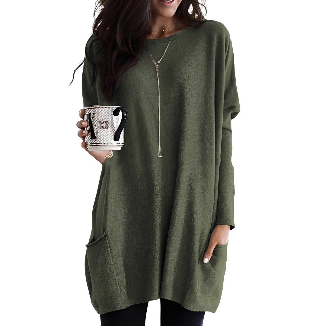 Drune | Bequemer langer Damenpullover mit Taschen