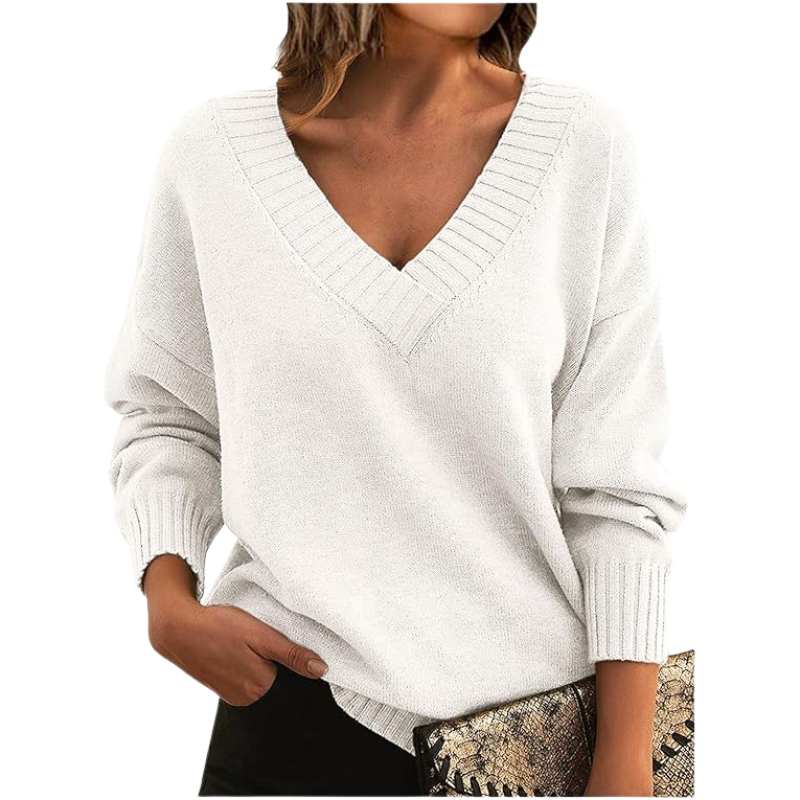 Drune | V-Ausschnitt Pullover - Eleganter Strickpullover im Oversize-Stil für Alltag & Büro