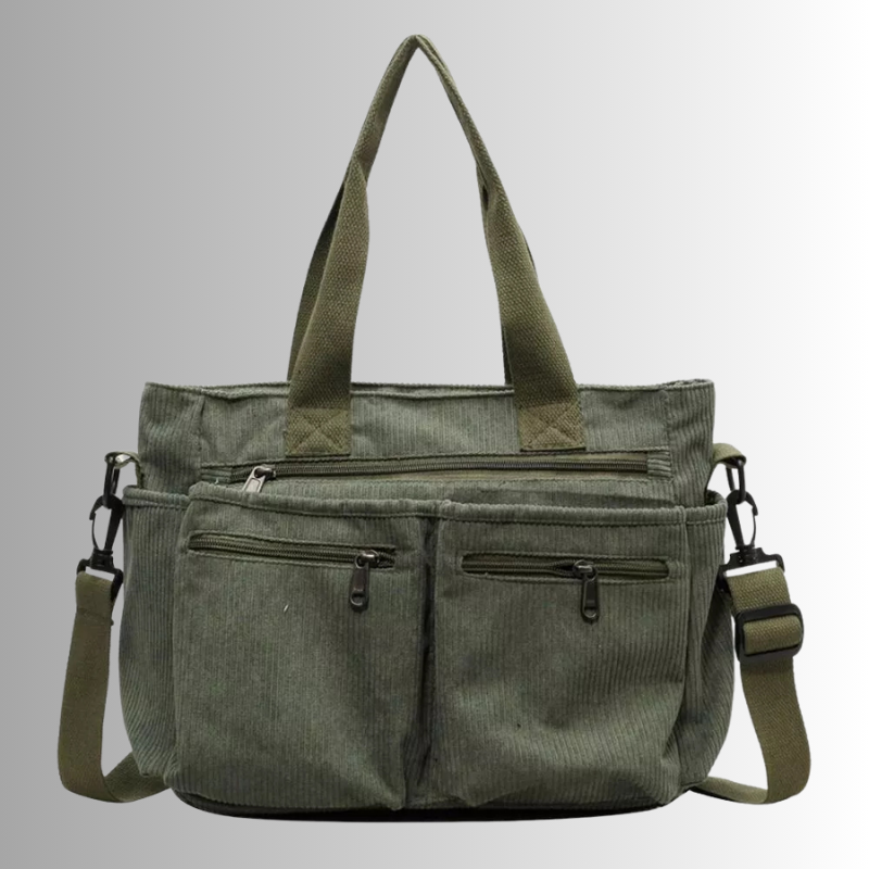 Drune | Cord Schultertasche Mit Mehreren Taschen Für Damen