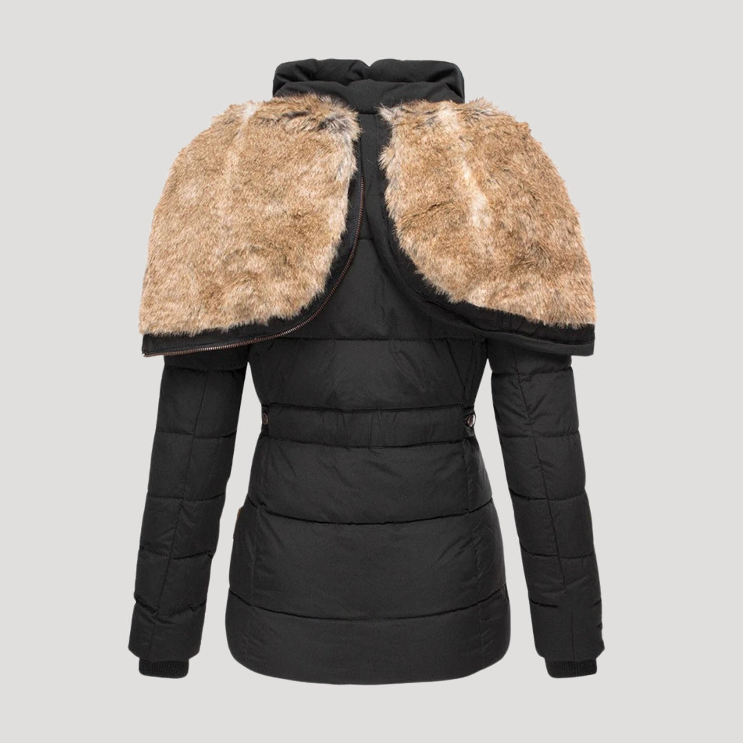 Drune | Damen gepolsterter Wintermantel mit Kunstpelzkragen Jacke