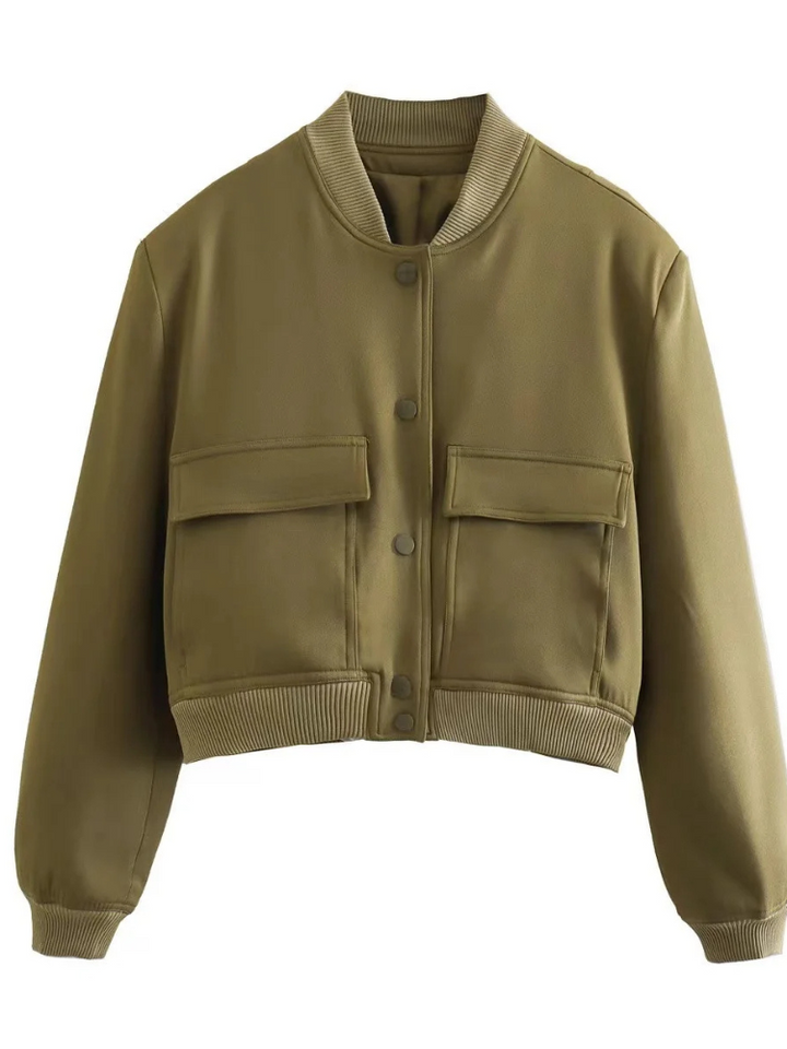 Drune | Damen Bomberjacke mit Druckknöpfen