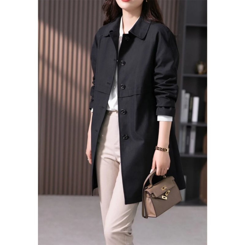 Drune | Stylischer Einreihiger Kurzer Trenchcoat für Damen