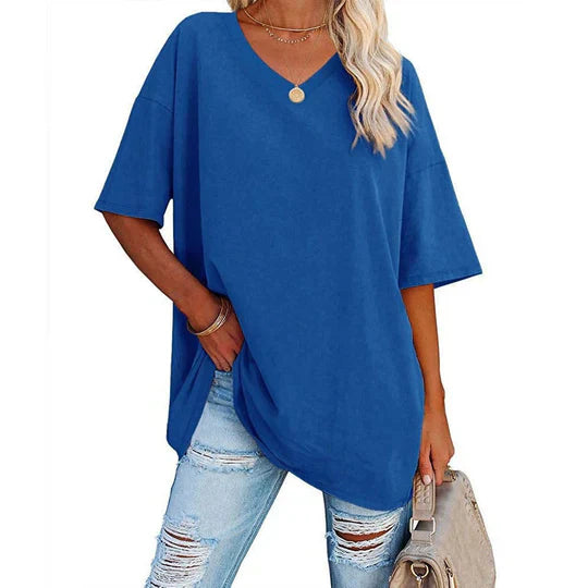 Drune | Lässiges T-shirt Mit Übergröße V-ausschnitt Für Damen