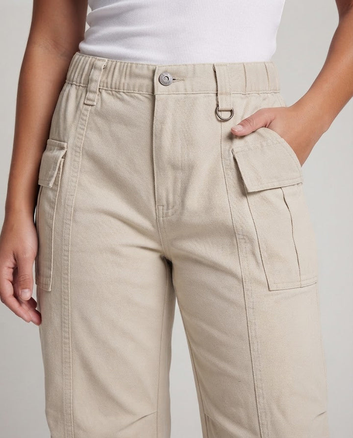 Damen Extraweite Cargo-Flare-Hose mit hoher Taille und Utility-Taschen Drune