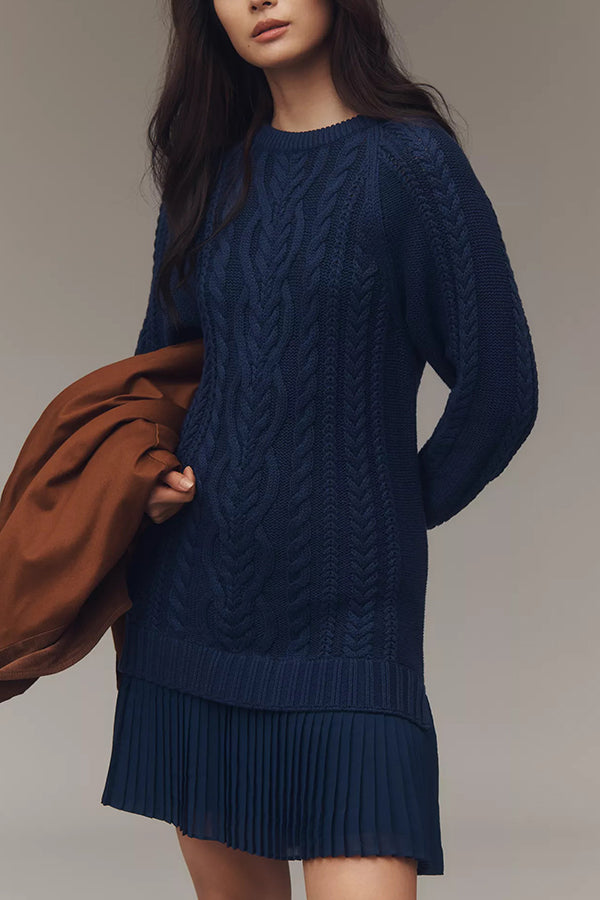 Drune | Knit sweater dress with pleated chiffon hem