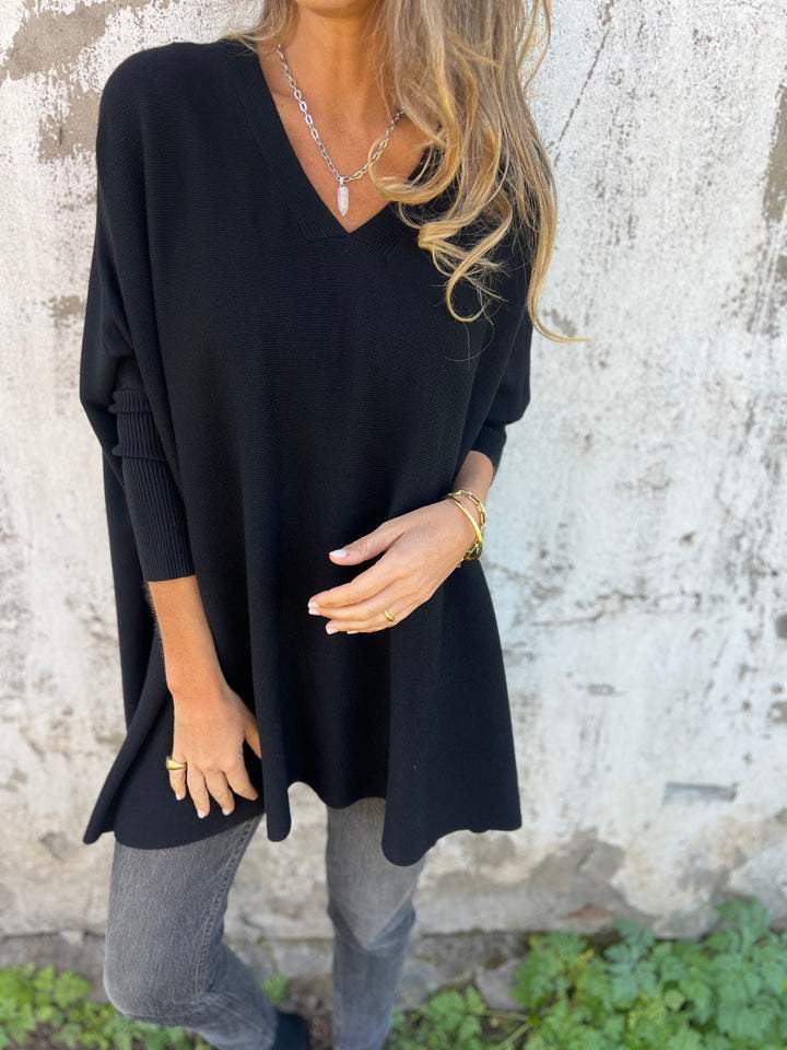 Drune | Pullover - Damen Herbst Oversized Gestrickter V-Ausschnitt Pullover