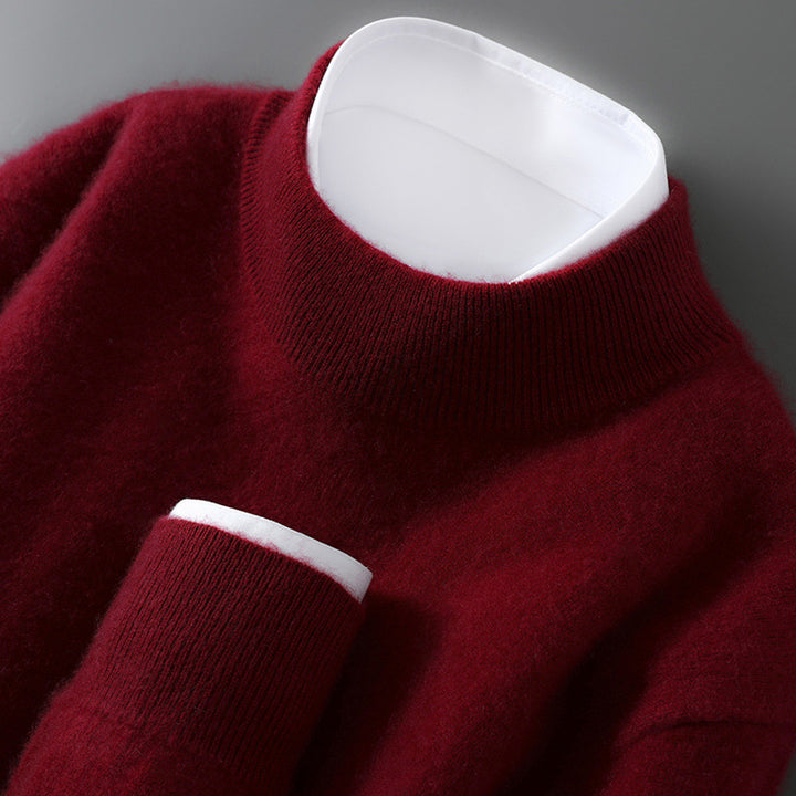 Herren-Wollpullover mit Stehkragen, 100% Wolle