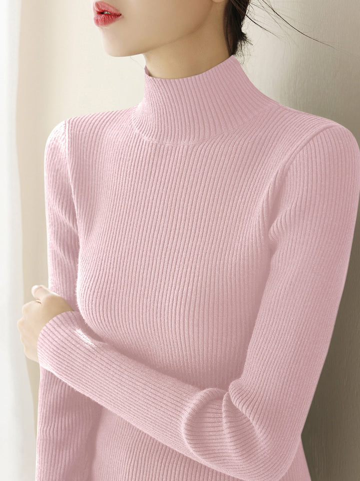Damen-Strickpullover mit Stehkragen, schmal geschnitten