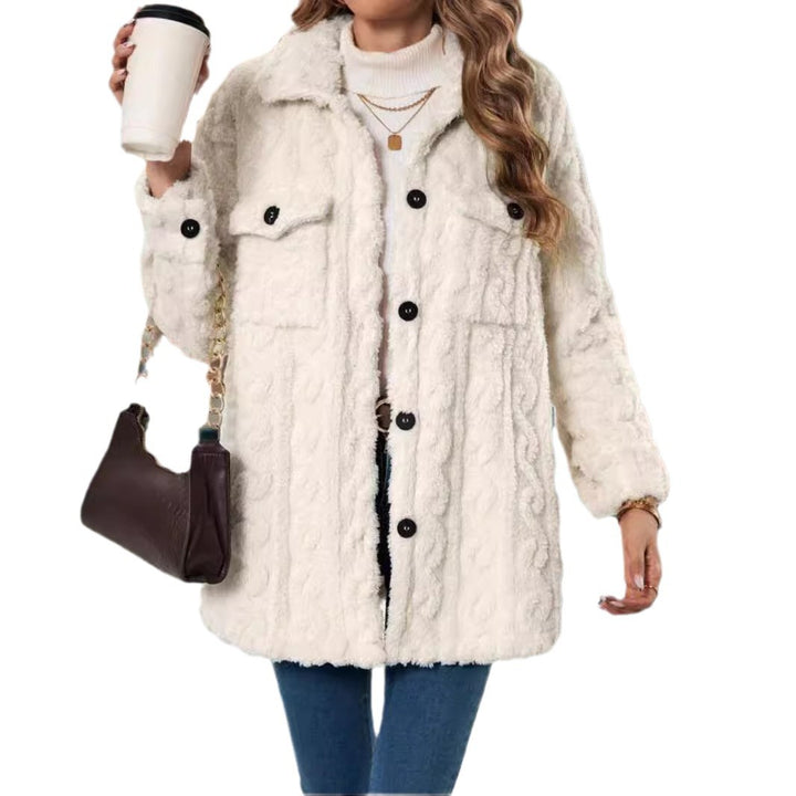Doppelseitige Plüsch-Strickjacke mit Knöpfen
