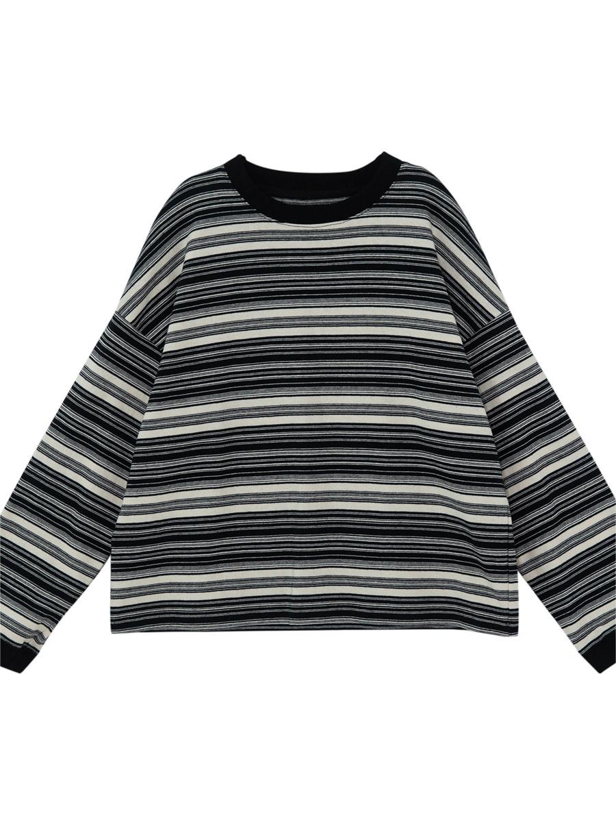 Drune | oversized Pullover mit Rundhalsausschnitt und Streifen