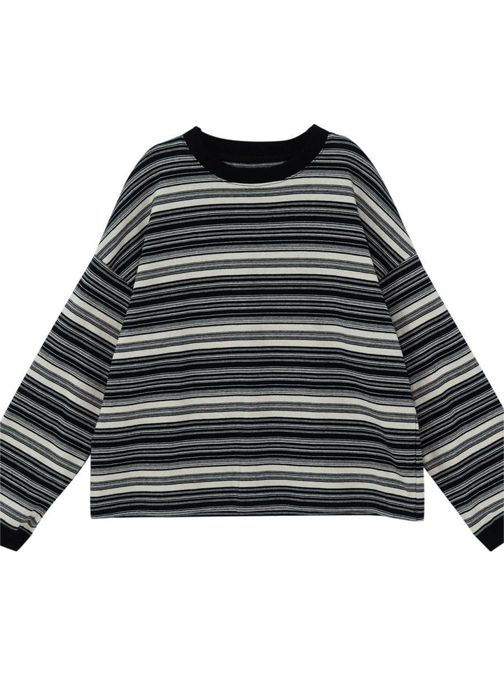 Drune | oversized Pullover mit Rundhalsausschnitt und Streifen