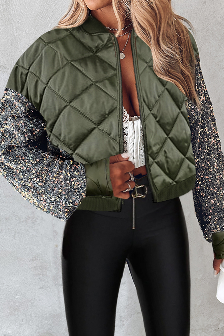 Drune | Kurze gesteppte Jacke mit Pailletten für Frauen