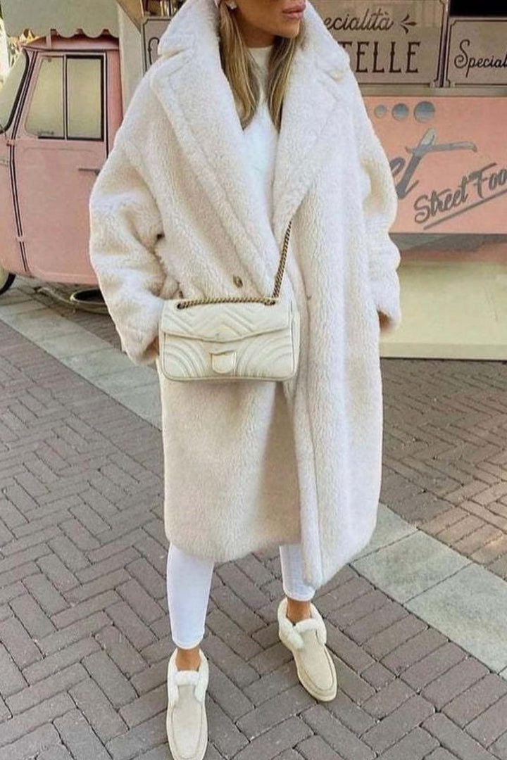 Drune | Lässiger Unifarbener Cardigan mit Umlegekragen Outerwear