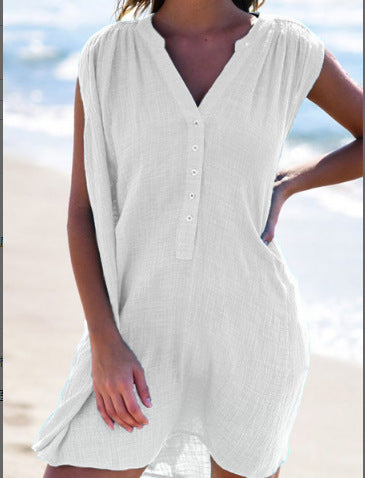 Damen Strandkleid mit Knopfleiste Drune