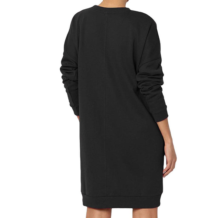 Damen lässiges Sweatkleid mit praktischen Taschen und weitem Schnitt Drune