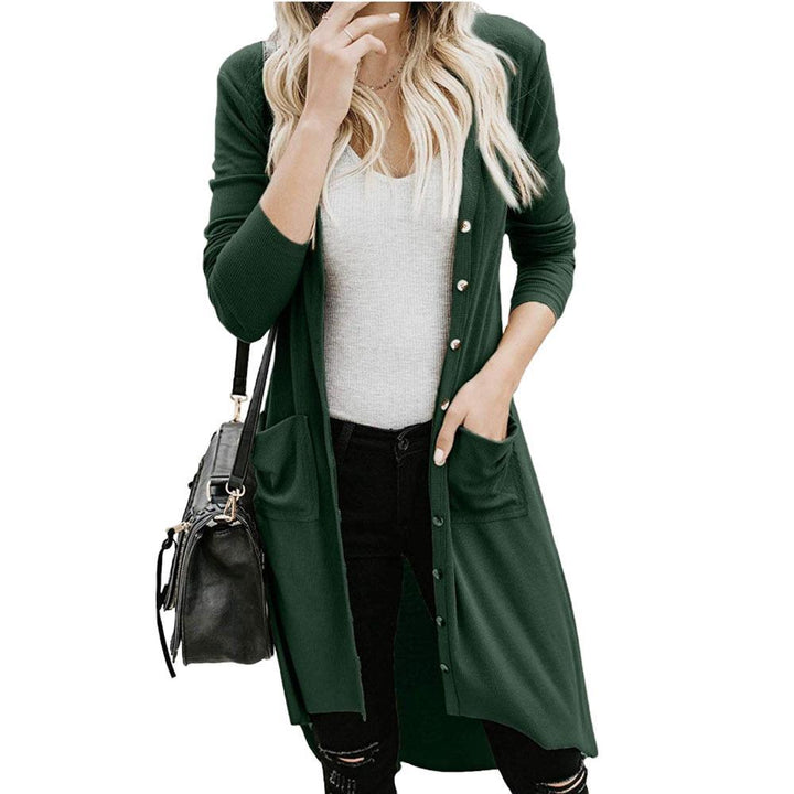 Damen Langarm Strickjacke mit Knopfdetails und seitlichen Taschen Drune