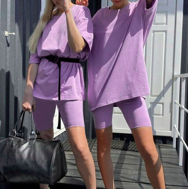 Damen Sportliches Zweiteiliges Set mit T-Shirt und Shorts Drune