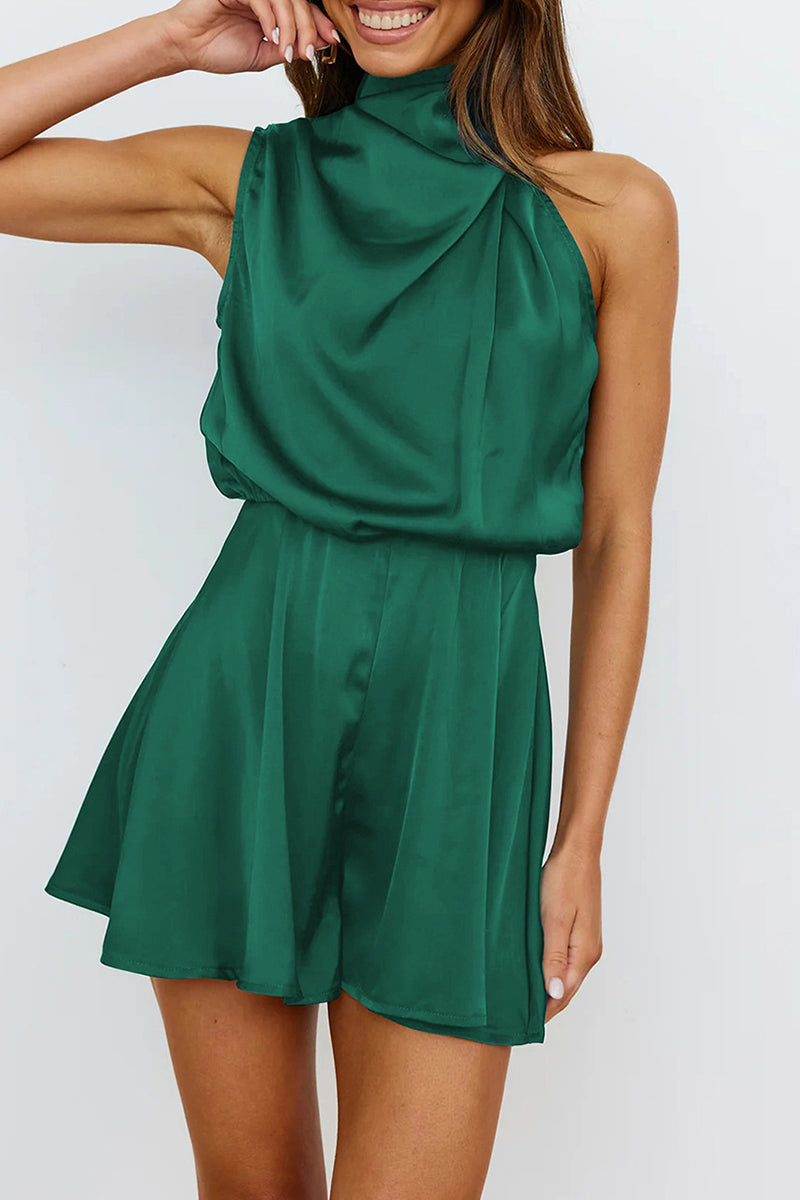 Drune | Elegante Einfarbige Falt-Halteroverall