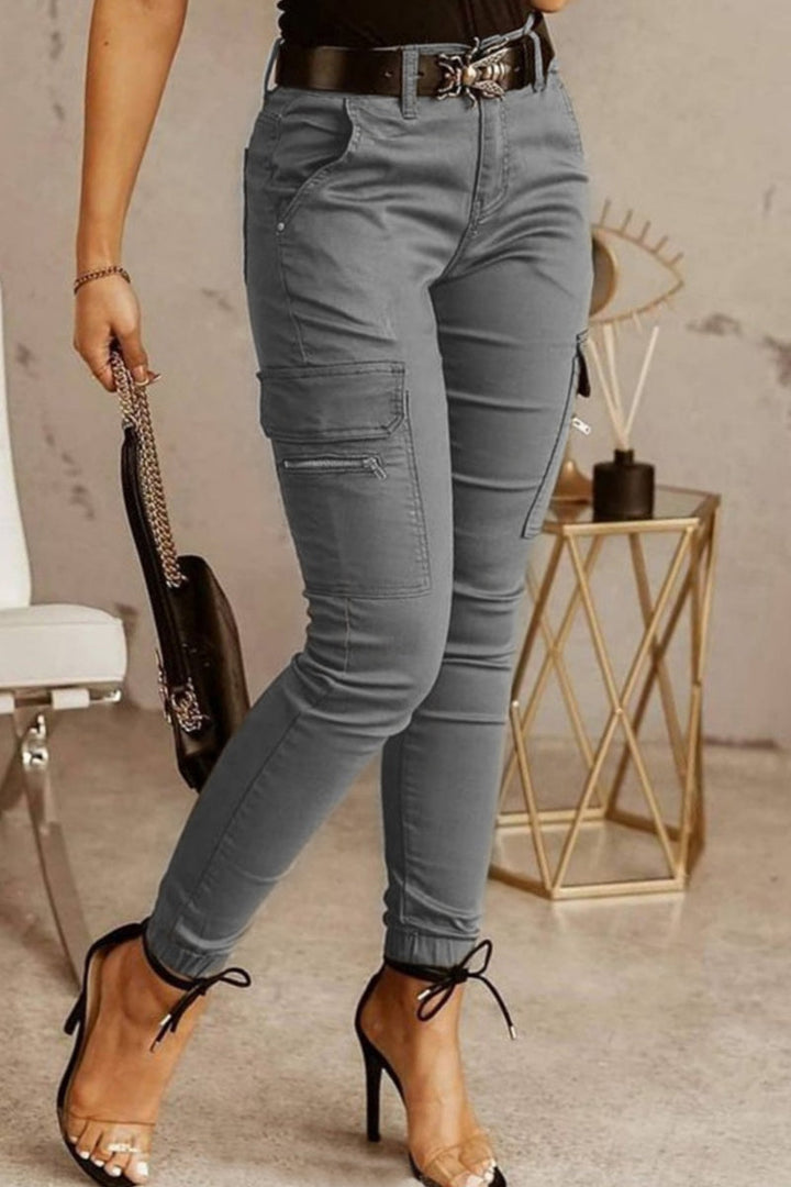 Drune | Lässige einfarbige Patchwork Skinny Mid Waist Bleistift-Hosen- 3 Farben
