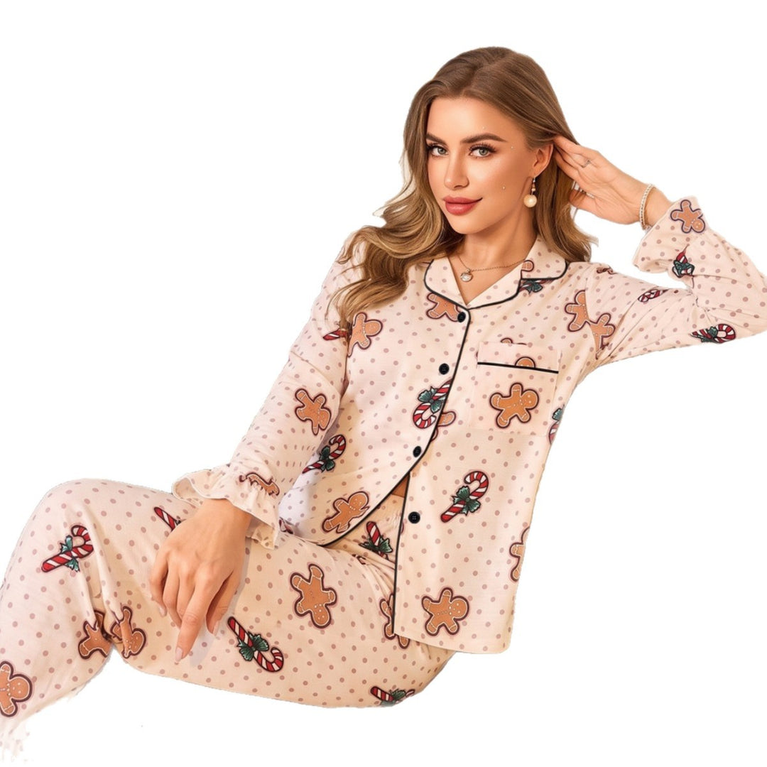 Damen-Pyjama-Set, gepunktet, für die Weihnachtszeit