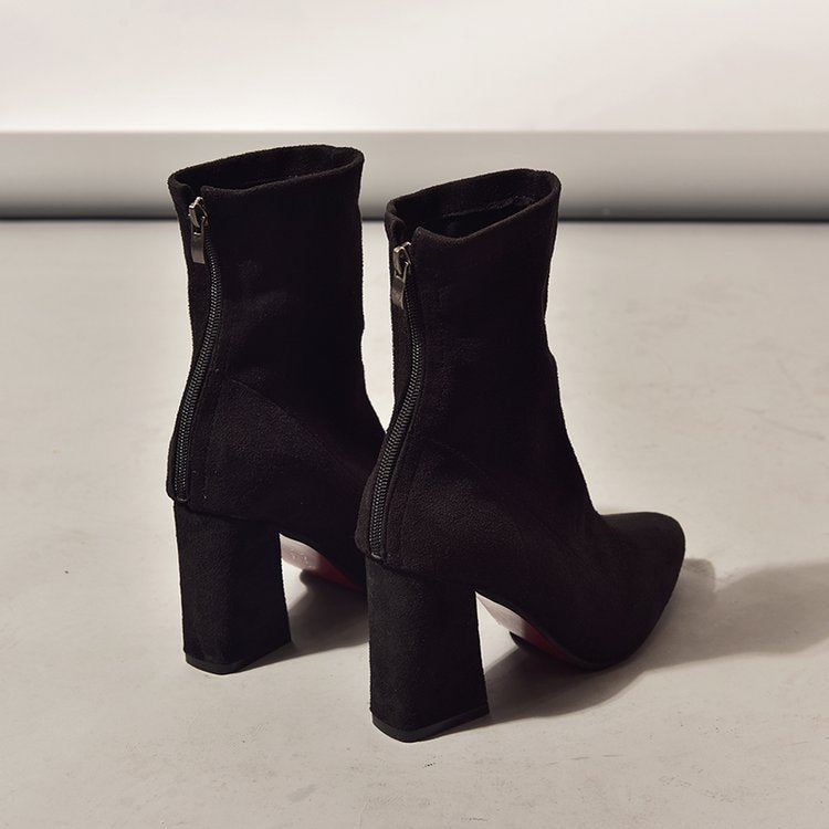 Damen elegante Stiefeletten mit komfortablem Blockabsatz Drune