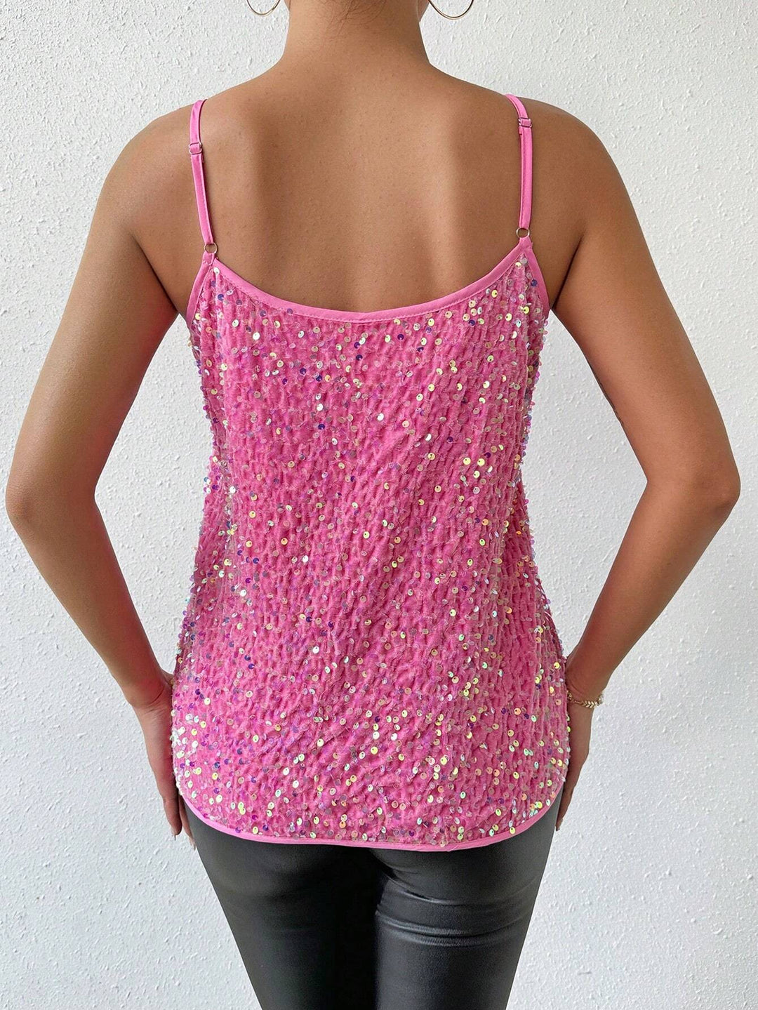 Drune | Lockere Top mit Glitzernden Spaghettiträgern