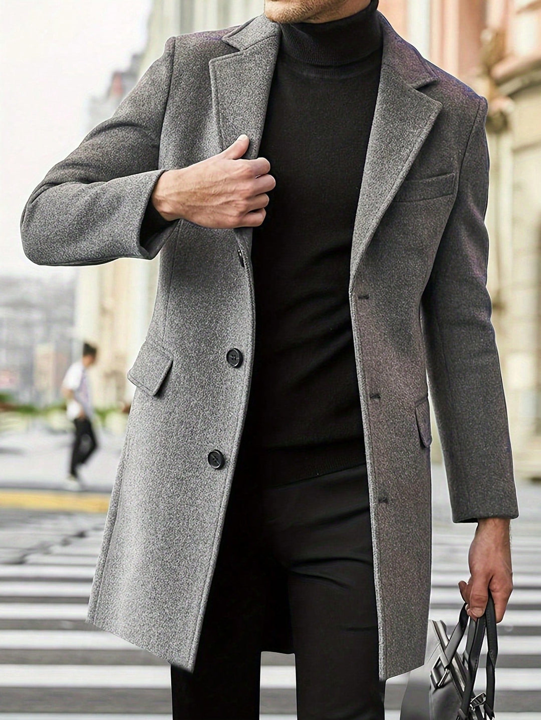 Drune | Herren Winter Trenchcoat - Klassischer Knopfverschluss