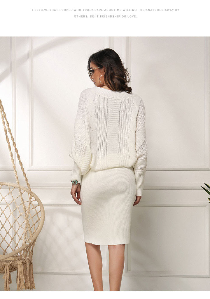 Drune | Lockere Fledermausärmel Pulloverkleid