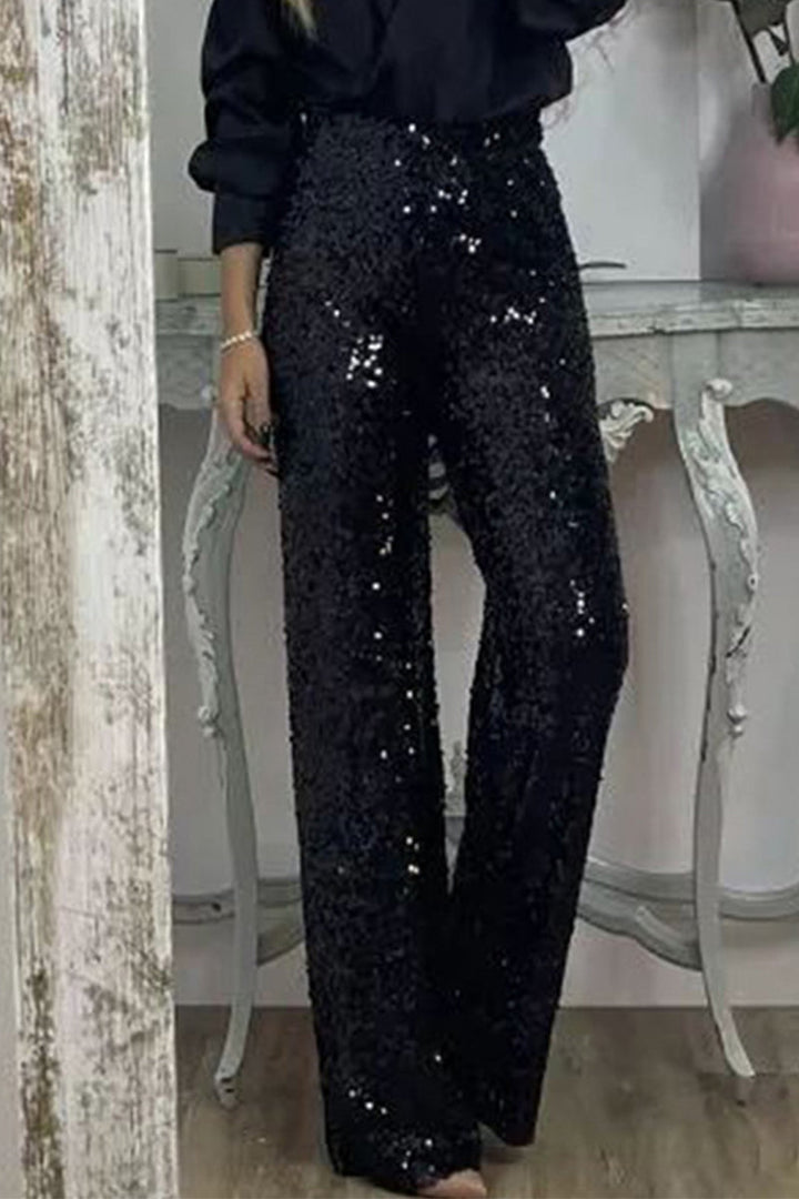 Drune | Gerade Hose Mit Hohem Bund Und Pailletten Für Damen
