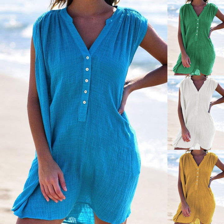 Damen Strandkleid mit Knopfleiste Drune
