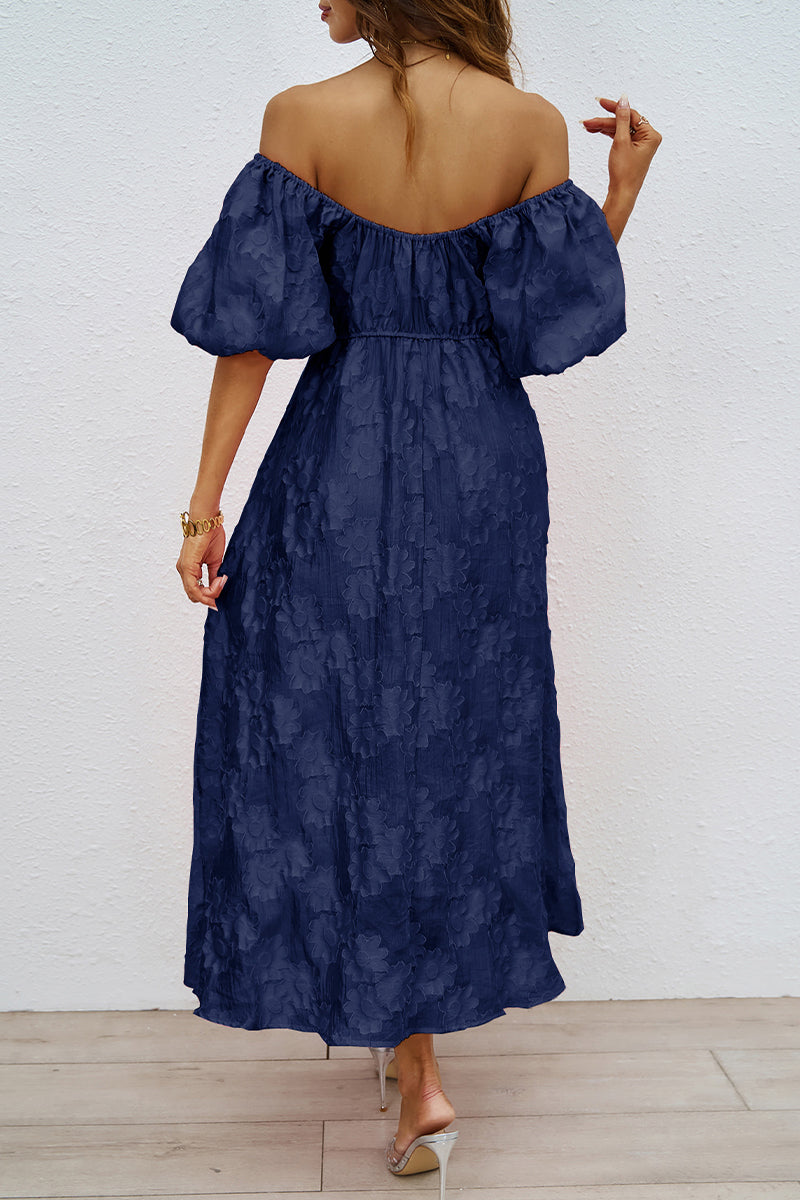Drune | Tägliches Gerafftes Off-Shoulder Ballkleid mit Kurzen Ärmeln - 3 Farben