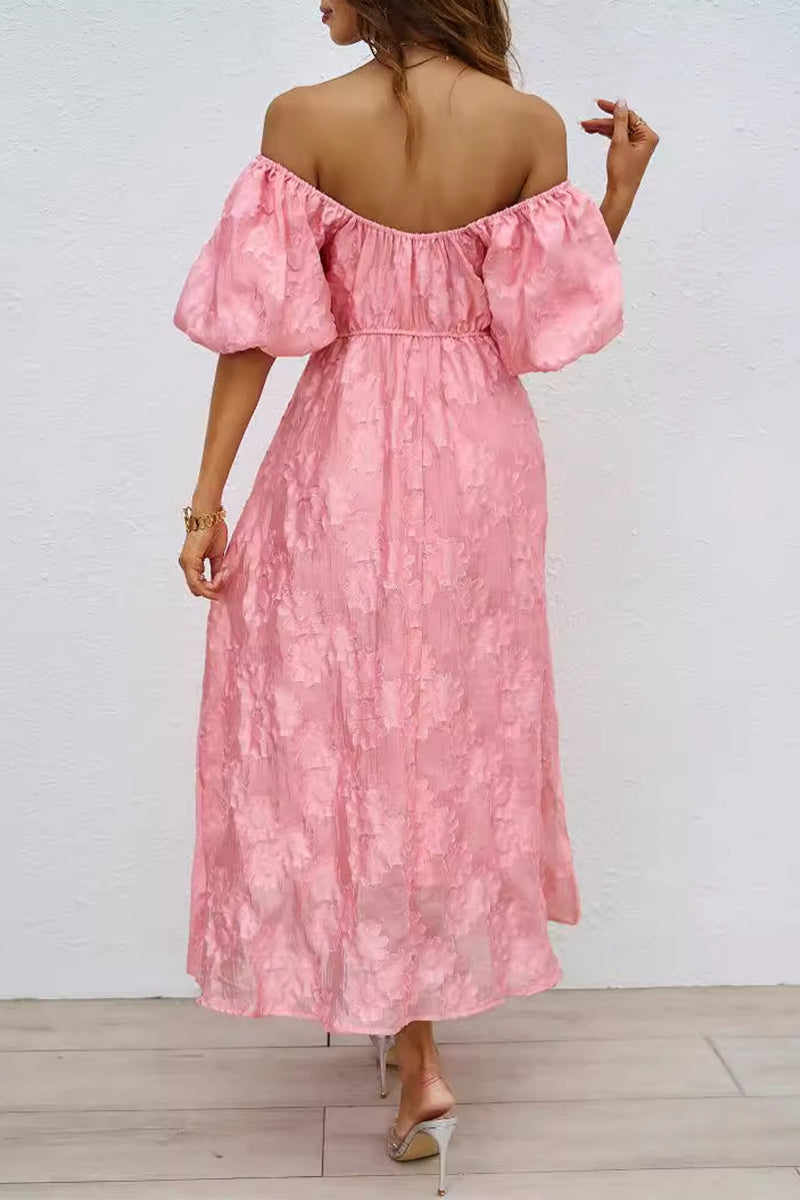 Drune | Tägliches Gerafftes Off-Shoulder Ballkleid mit Kurzen Ärmeln - 3 Farben