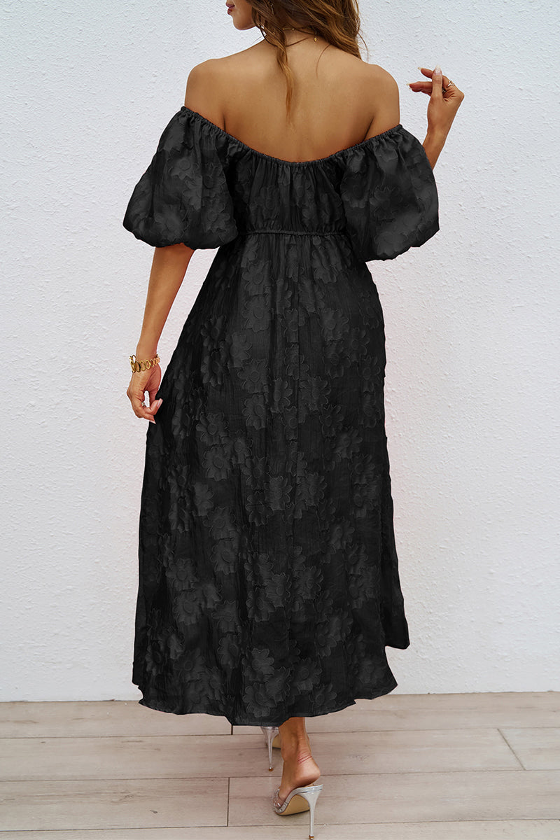 Drune | Tägliches Gerafftes Off-Shoulder Ballkleid mit Kurzen Ärmeln - 3 Farben