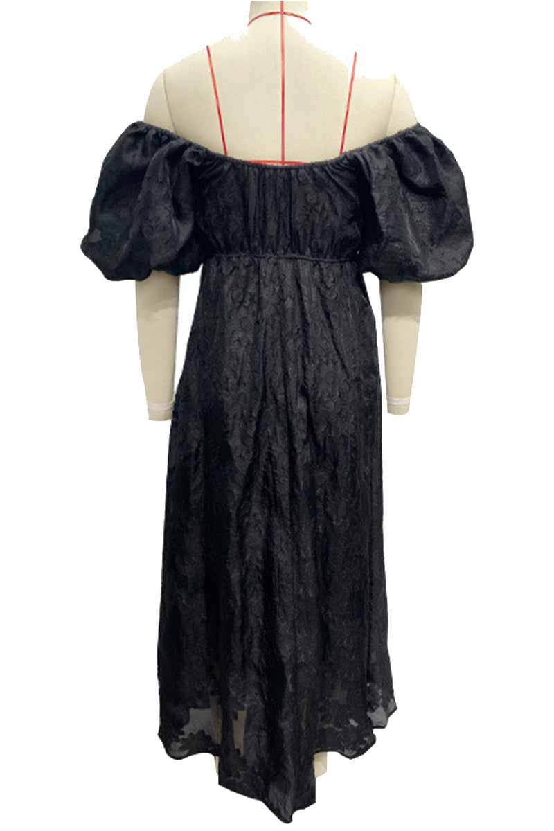 Drune | Tägliches Gerafftes Off-Shoulder Ballkleid mit Kurzen Ärmeln - 3 Farben
