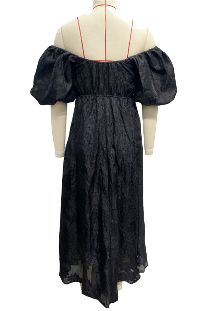 Drune | Tägliches Gerafftes Off-Shoulder Ballkleid mit Kurzen Ärmeln - 3 Farben