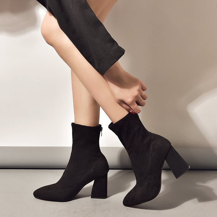 Damen elegante Stiefeletten mit komfortablem Blockabsatz Drune