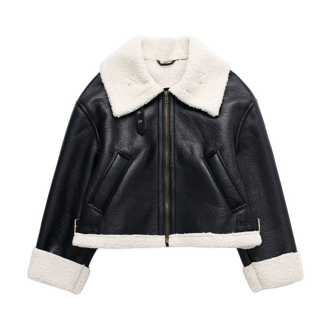 Drune | Klassische Kurze Jacke Aus Fell Und Leder