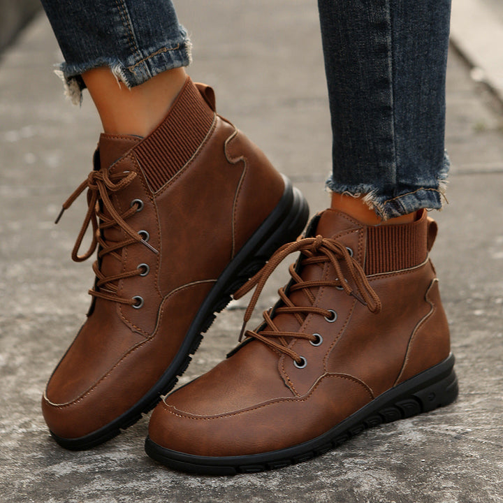 Drune | Damen Schnürstiefel - robuste Stiefeletten mit elastischem Bund und rutschfester Sohle