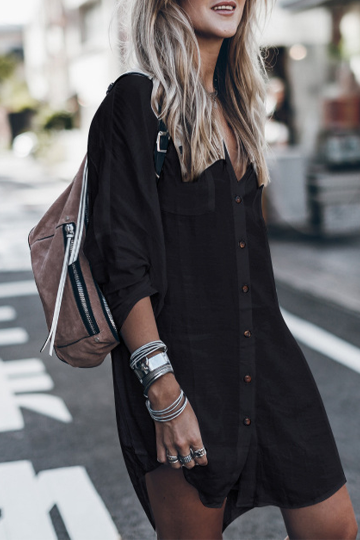 Drune | Lässiger Street Solid Knot Split Badeanzug Überwurf