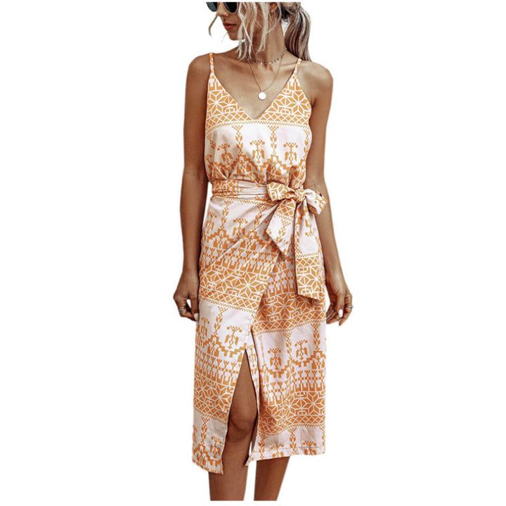 Damen Leichtes Wickelkleid mit schickem Schlitz und floralem Muster Drune