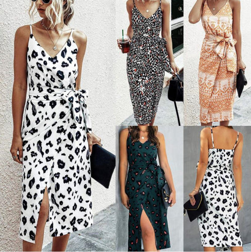 Damen Leichtes Wickelkleid mit schickem Schlitz und floralem Muster Drune