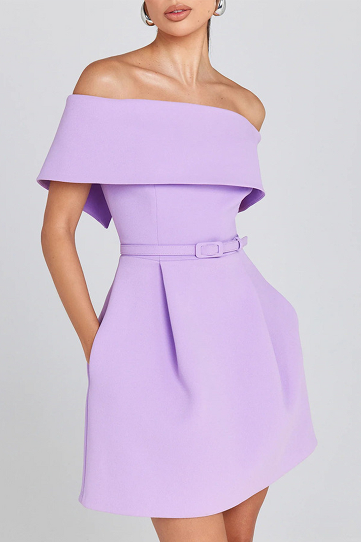 Drune | Sexy Einfarbige Tasche Schnürung Off Shoulder A Linie Kleider - 3 Farben