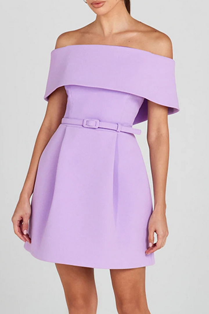 Drune | Sexy Einfarbige Tasche Schnürung Off Shoulder A Linie Kleider - 3 Farben